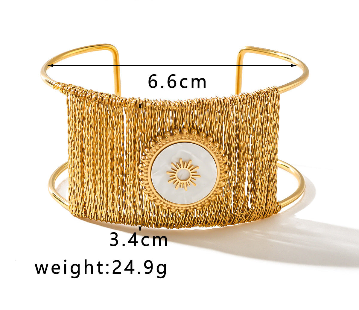 Sunburst Gemstone Cuff Bracelet