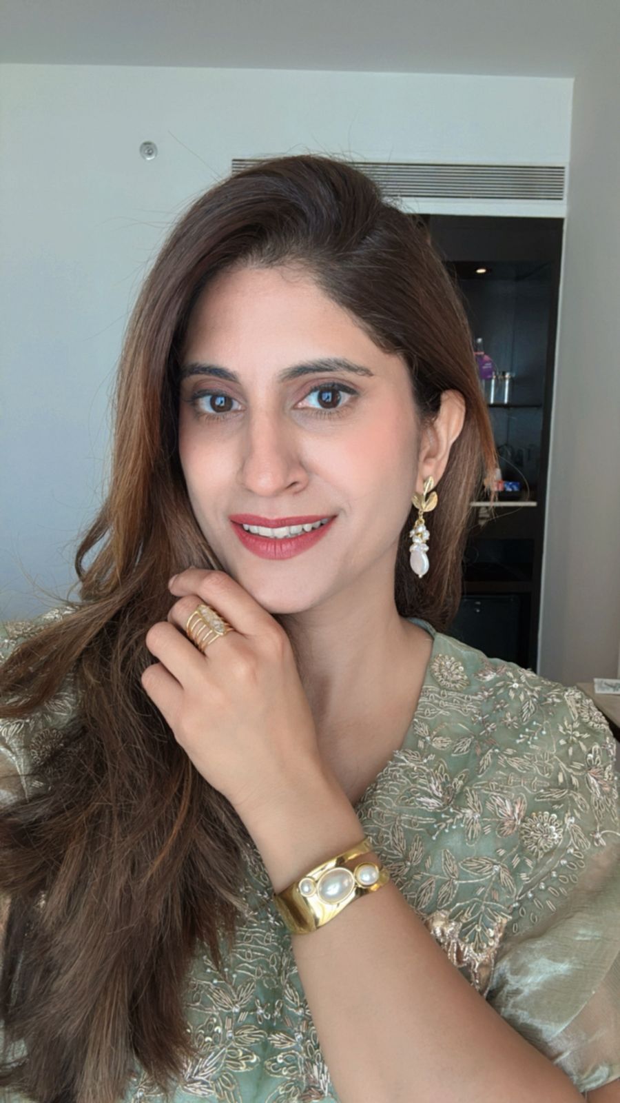 Ananya golden pearl drop earrings