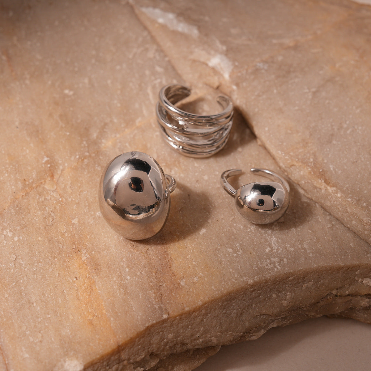 Dune Glow Rings Stack (Set of 3)