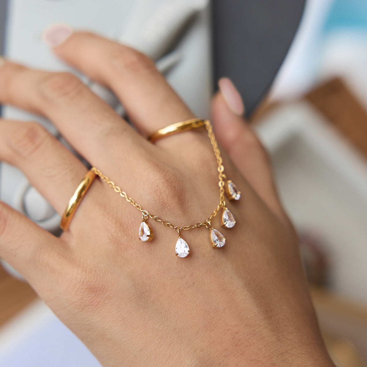 Golden Drip Chain Ring