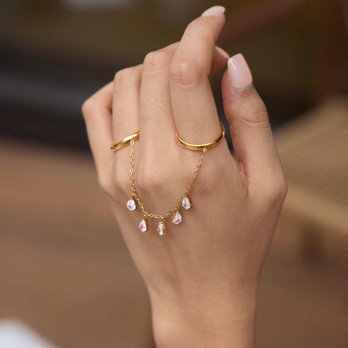 Golden Drip Chain Ring