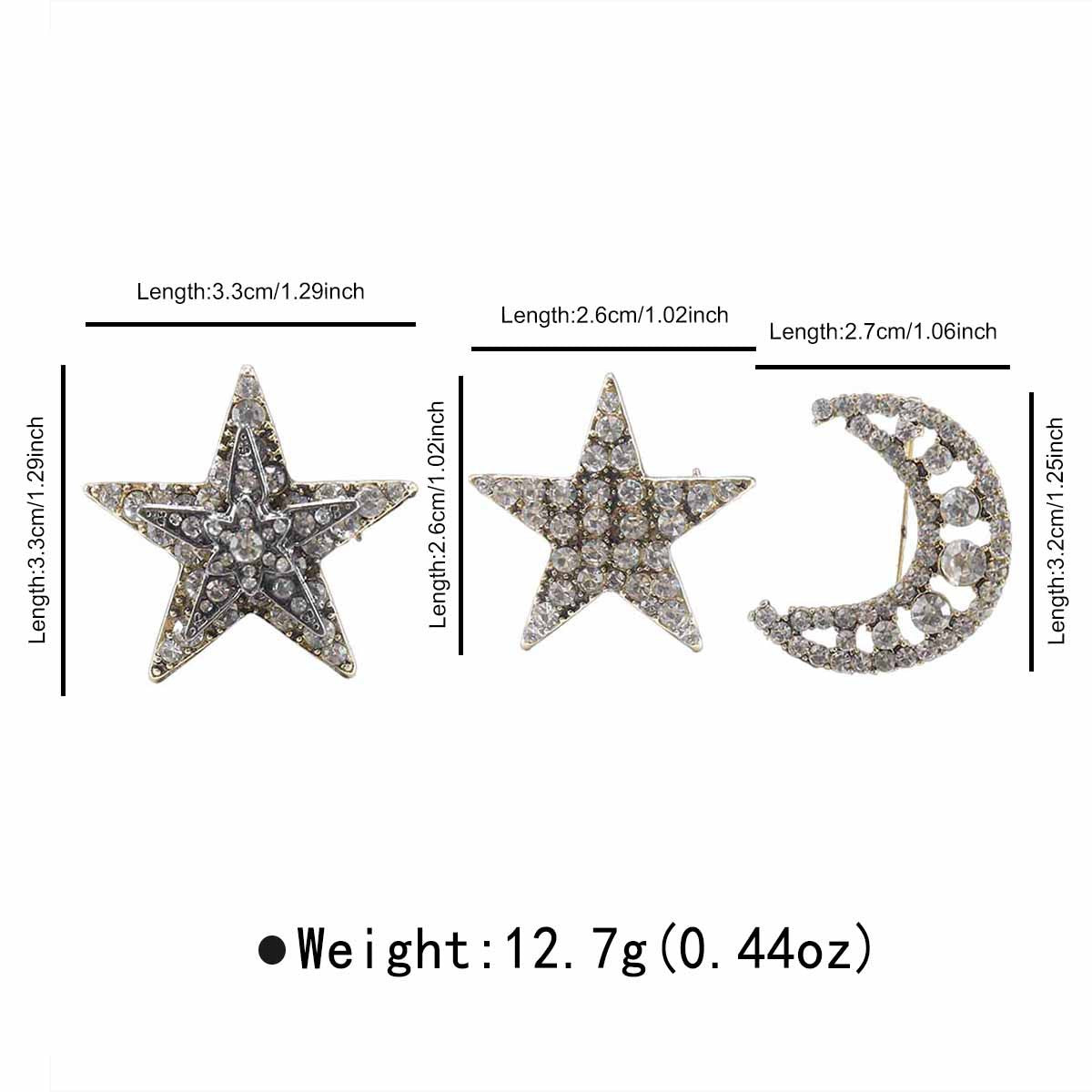 Moon & Star Brooch Set ( Set of 3 )