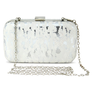 Leo Clutch in White & Silver