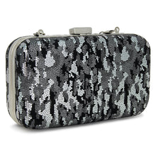 Load image into Gallery viewer, Leo Clutch in Black &amp; Silver

