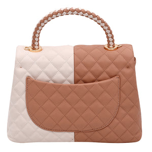 Beige and White Handbag