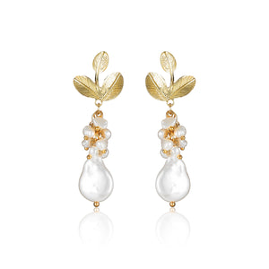 Ananya golden pearl drop earrings