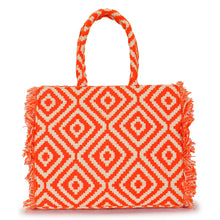 Load image into Gallery viewer, The Orange Fringe Tote Jacquard
