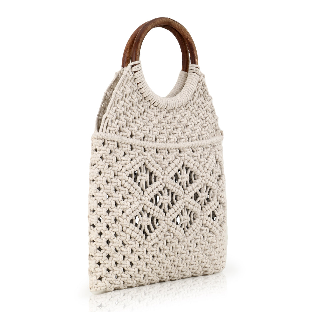 Banjara crochet bag with wooden handle