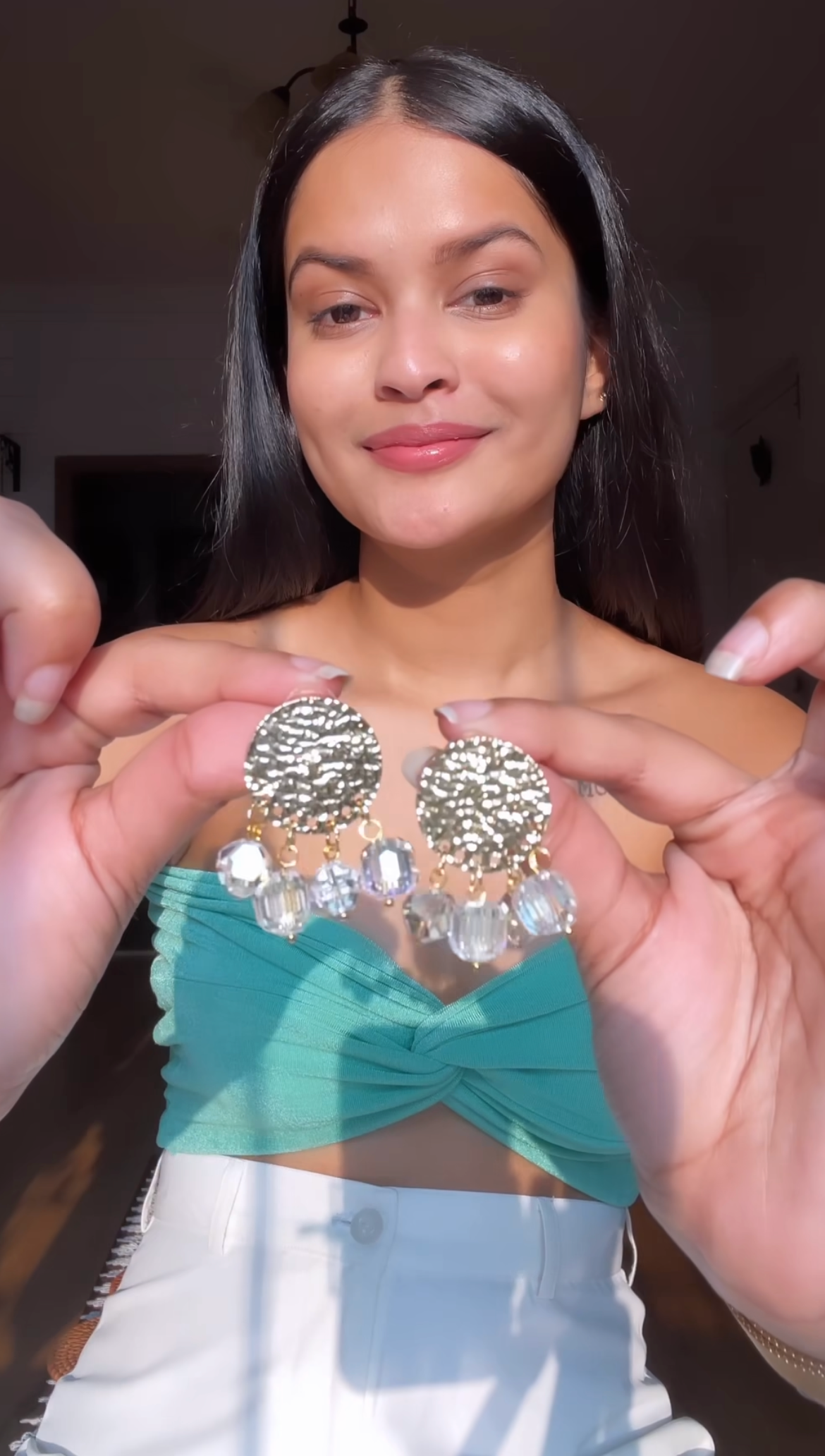 Samantha crystal golden eardrop