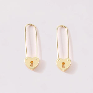 Heart Pin Earrings ( Gold )