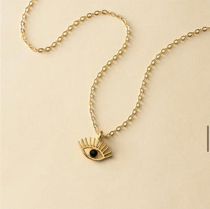 Evil Eye lash Necklace ( Black )