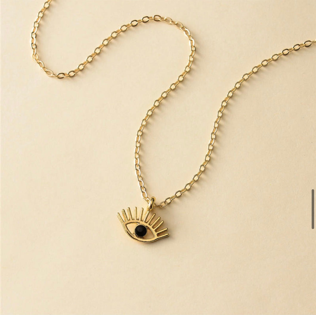 Evil Eye lash Necklace ( Black )