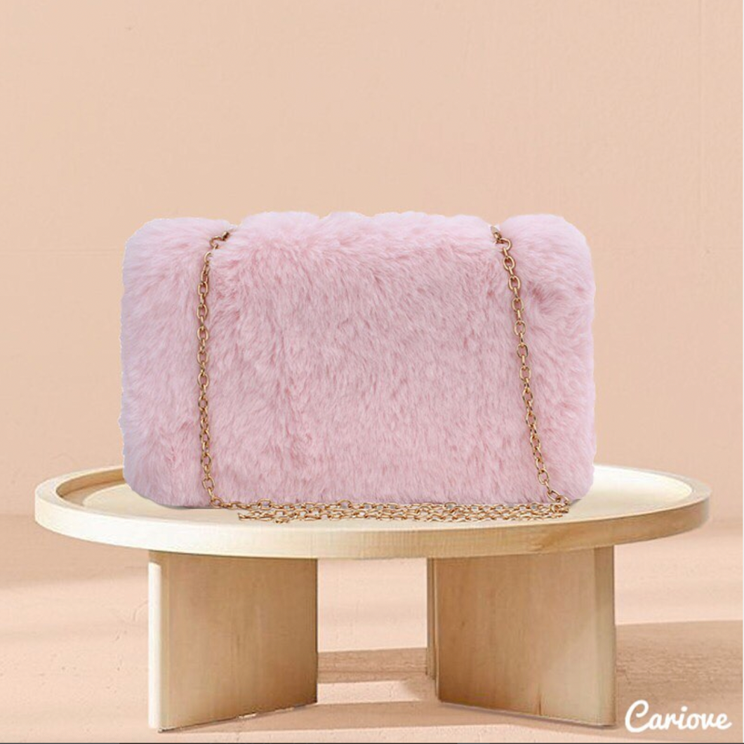 Furry Land clutch bag (baby pink)