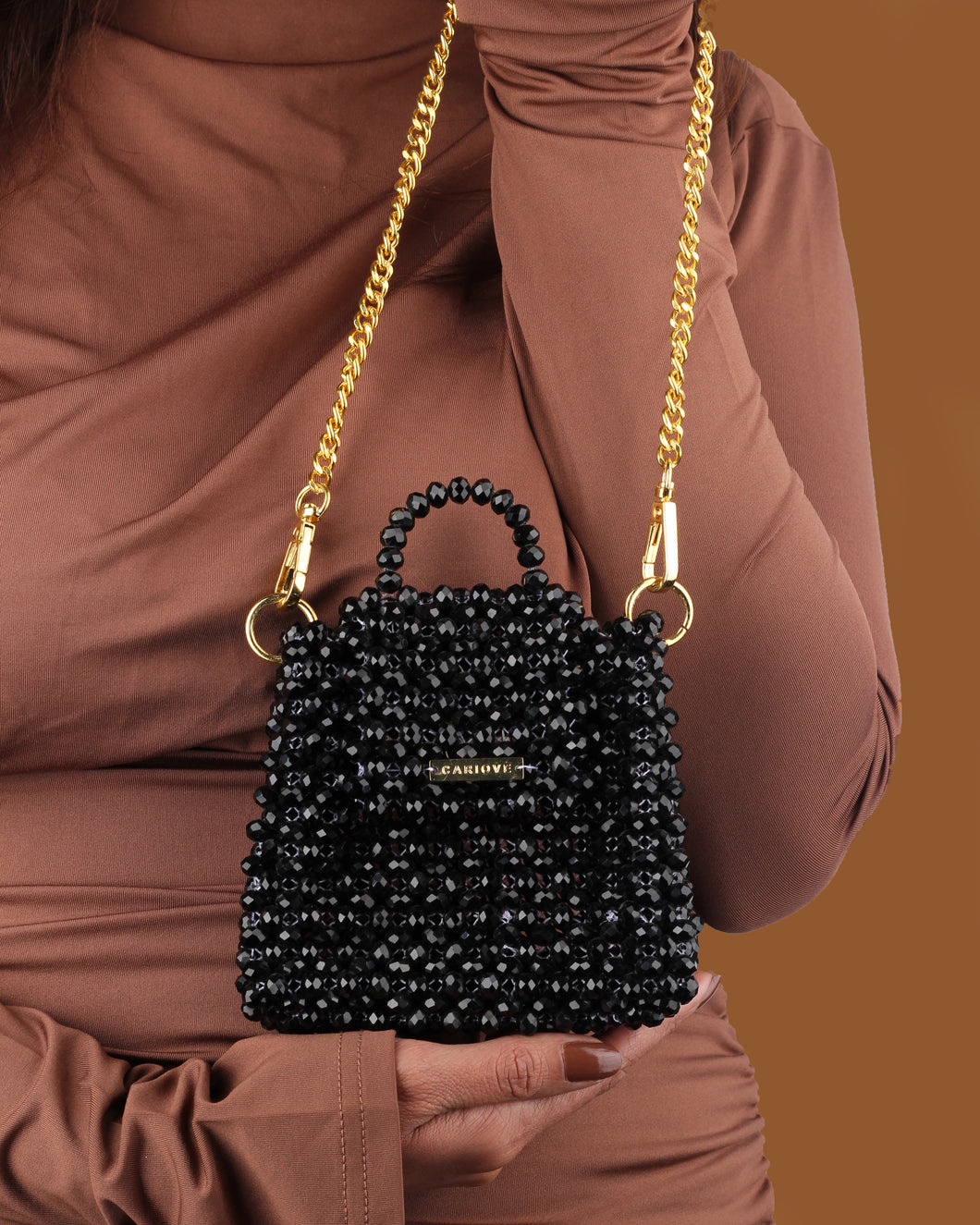 Swan crystal bag ( Black )